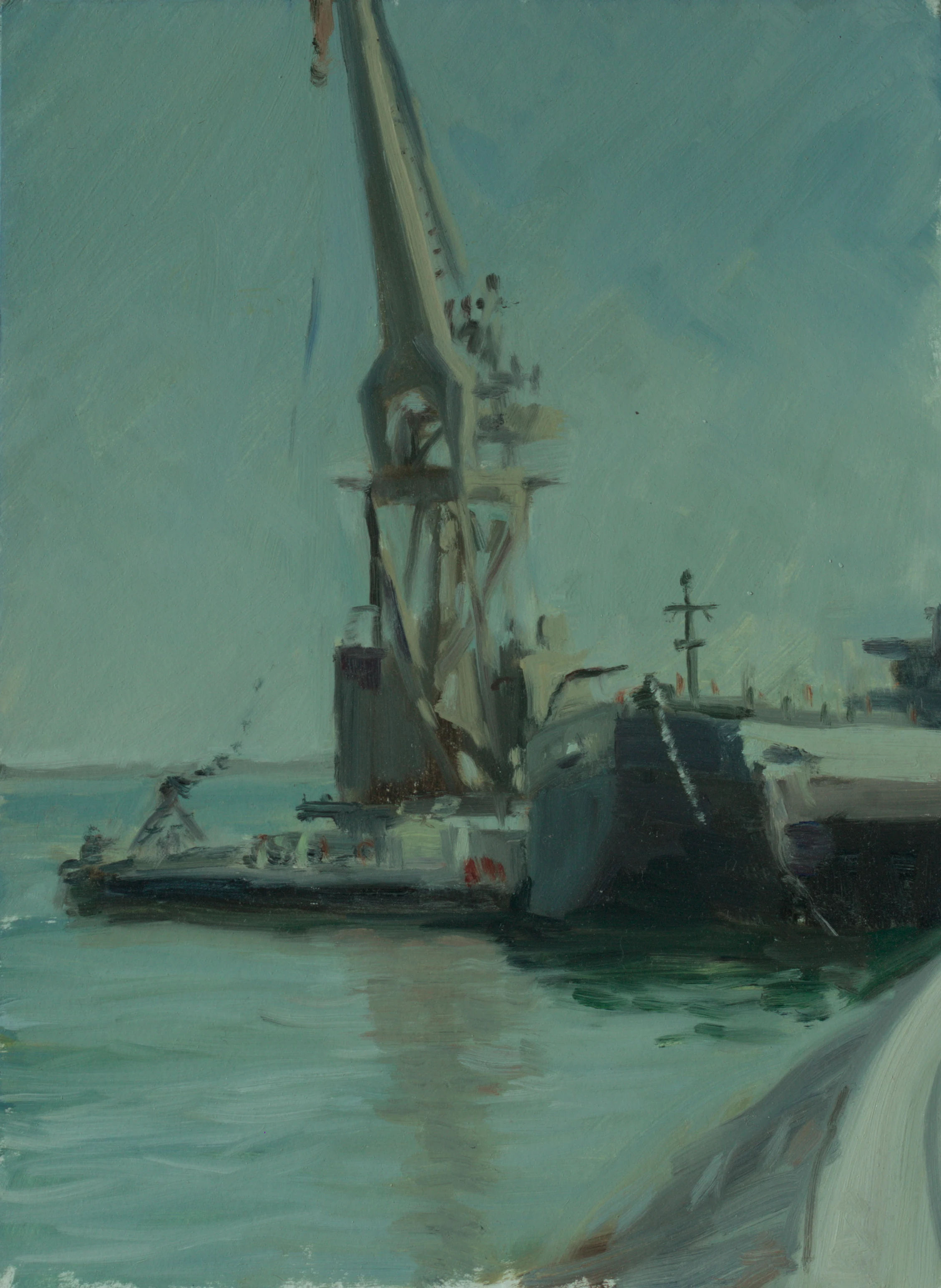 Pintura impressionista do barco O Poderoso, Lisboa