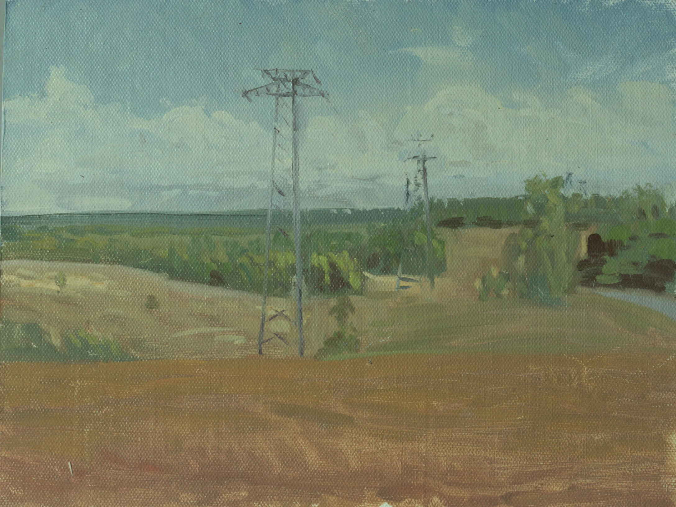 Pintura impressionista de uma vista em Vila Nova de Santo Estevão