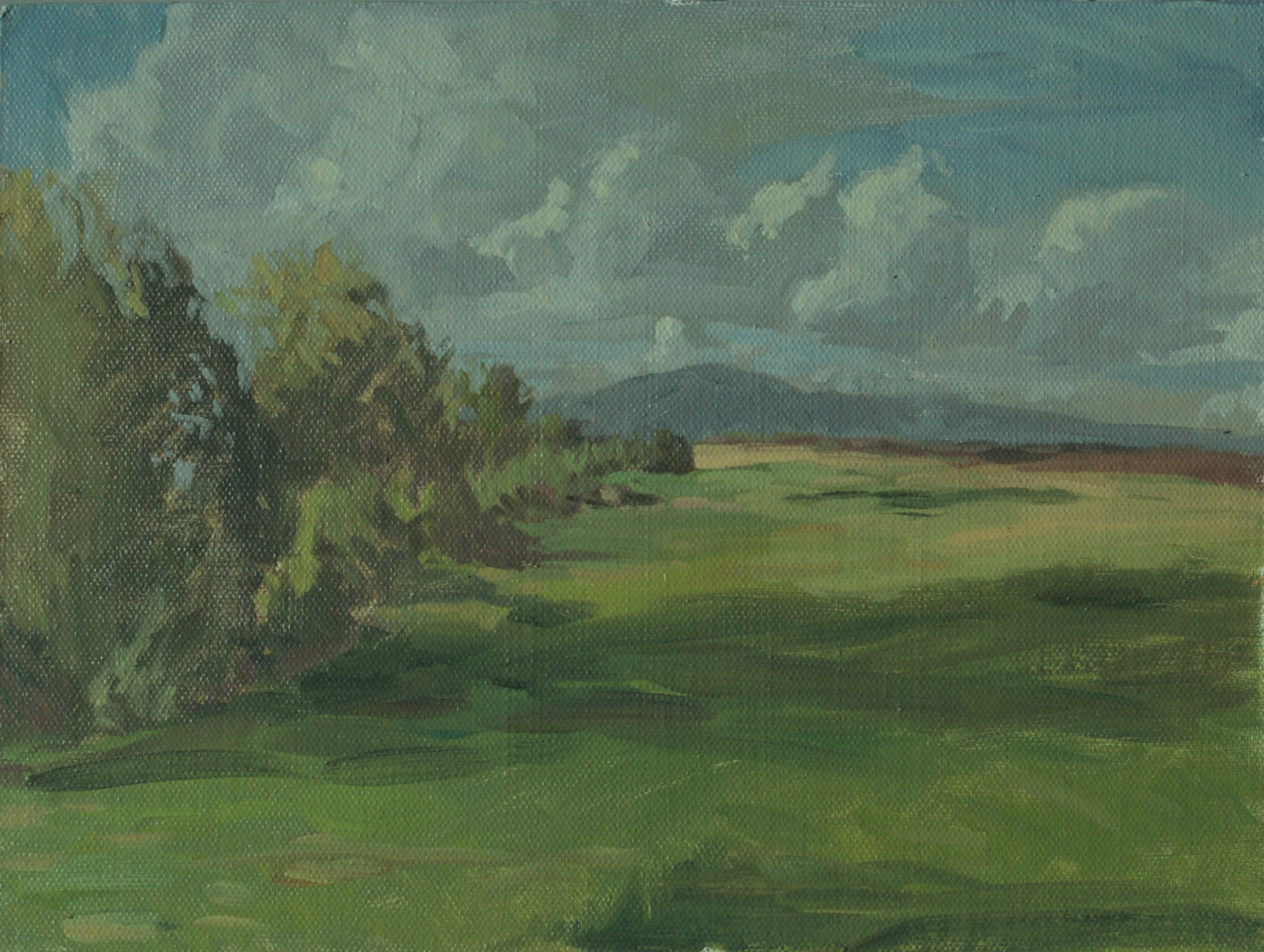 Pintura impressionista de uma vista em Muge