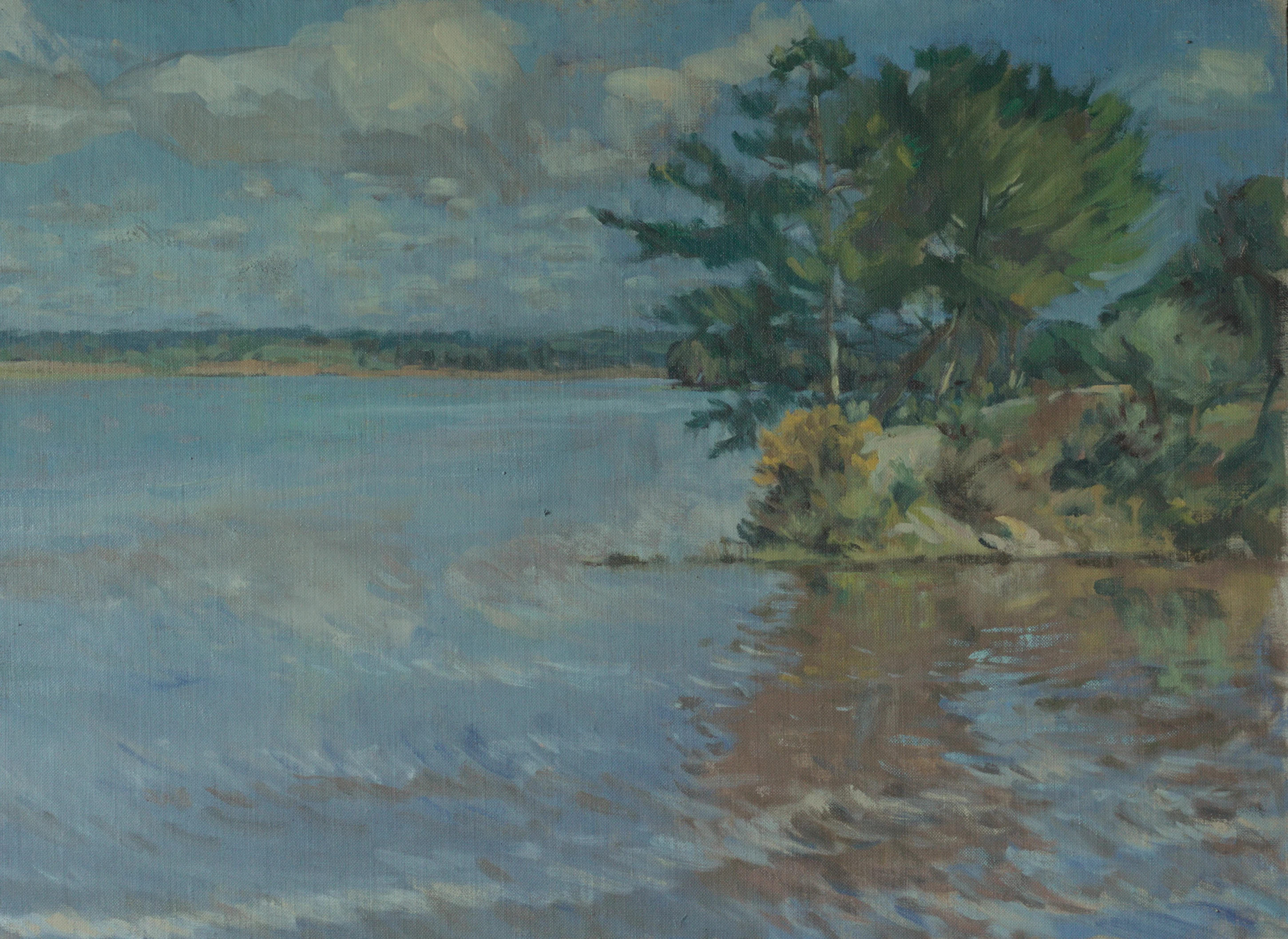 Pintura impressionista da barragem de Magos