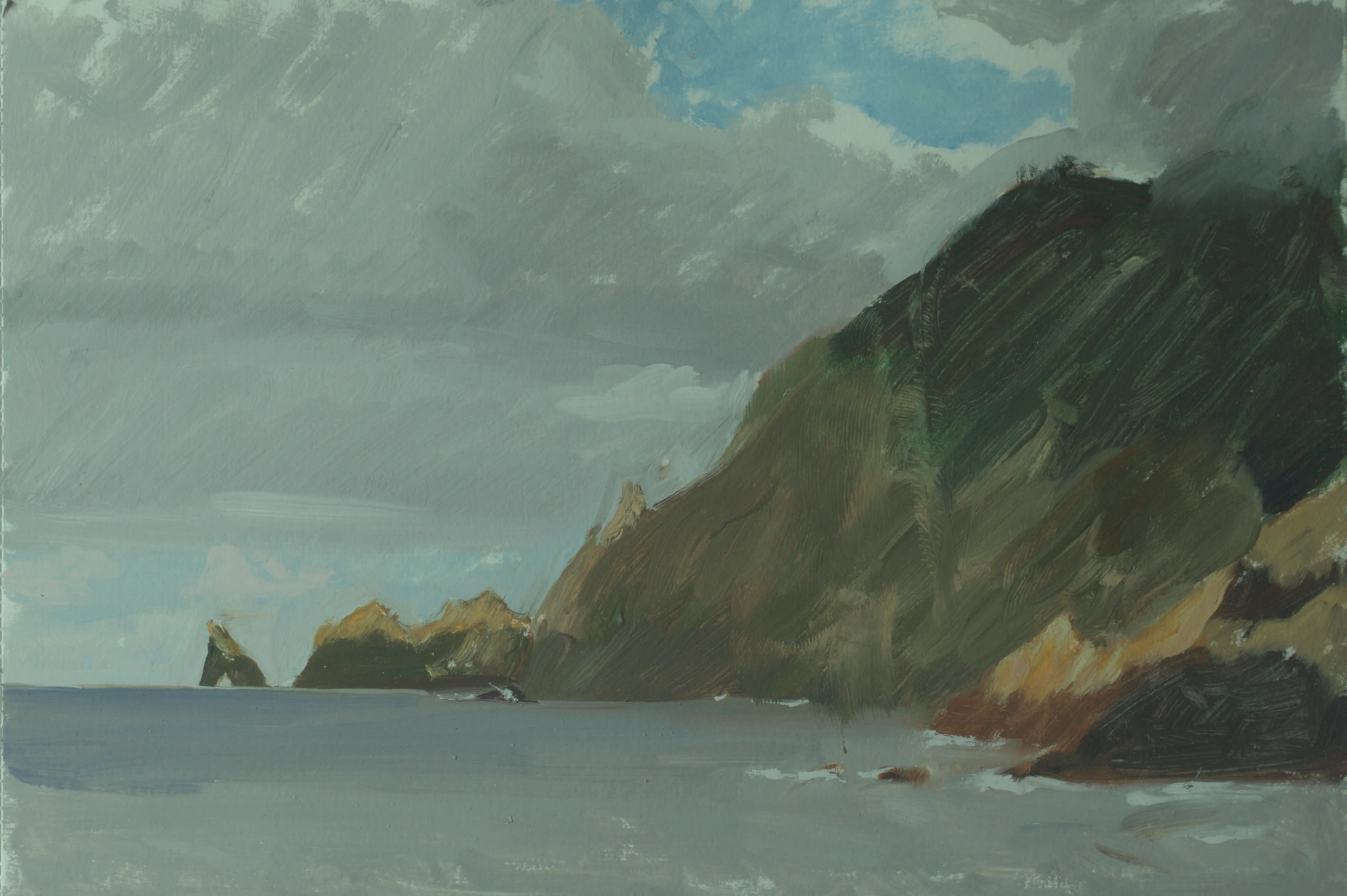 Pintura impressionista de uma vista no Porto da Cruz