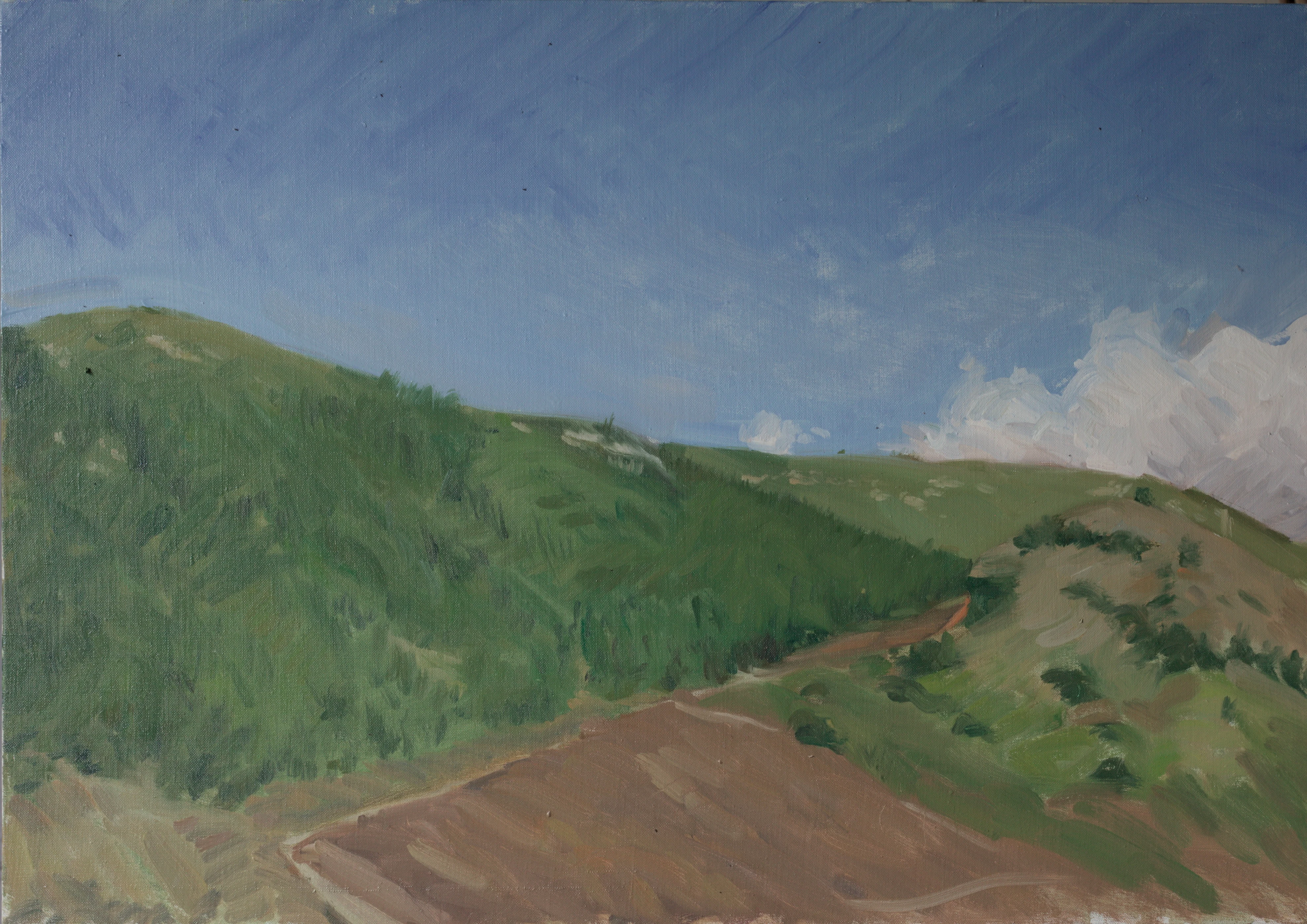 Pintura impressionista de uma vista na Serra de Montejunto